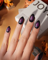 Nightshade press on nails in deep glossy aubergine purple that reads almost black - image 4