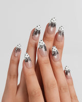 Noir Lace Medium Almond press on nails, handmade custom nails by Joyeenails