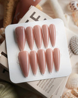 Nude Blush cat - eye Long Stiletto press on nails, handmade custom nails by Joyeenails