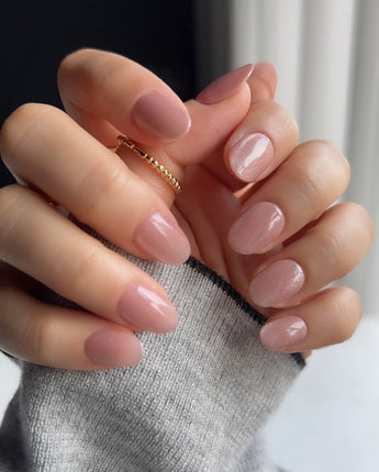 Nude Blush cat-eye press-on nails — blush pink cat eye nails handmade nail art by Joyee Nails