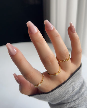 Nude Blush cat-eye press-on nails — blush pink cat eye nails handmade nail art by Joyee Nails