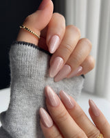 Nude Blush cat-eye press-on nails — blush pink cat eye nails handmade nail art by Joyee Nails