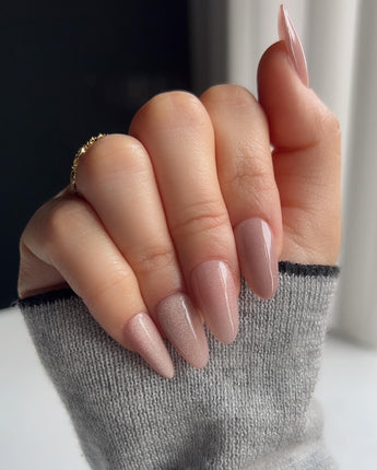 Nude Blush cat-eye press-on nails — blush pink cat eye nails handmade nail art by Joyee Nails