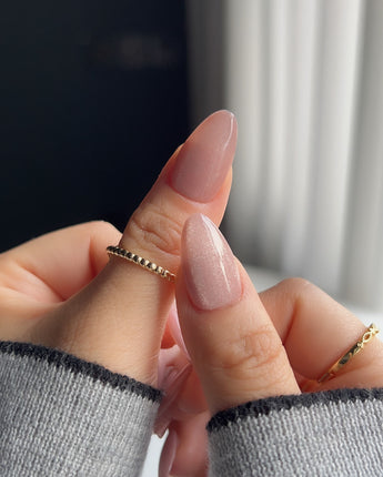 Nude Blush cat-eye press-on nails — blush pink cat eye nails handmade nail art by Joyee Nails
