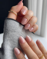 Nude Blush cat-eye press-on nails — blush pink cat eye nails handmade nail art by Joyee Nails