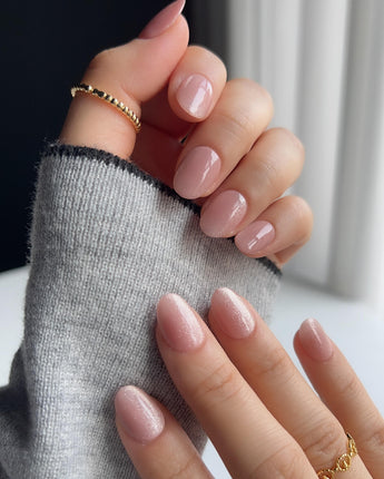 Nude Blush cat-eye press-on nails — blush pink cat eye nails handmade nail art by Joyee Nails