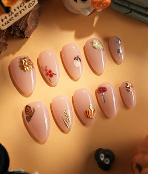 Treat Box press-on nails — nude base mixed mini