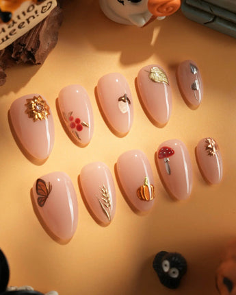 Treat Box press-on nails — nude base mixed mini