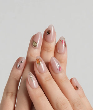 Treat Box press-on nails — nude base mixed mini