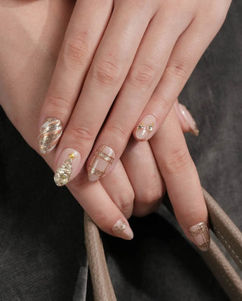 Golden Gift nails — Luxury Champagne Gold Christmas, by Joyee Nails