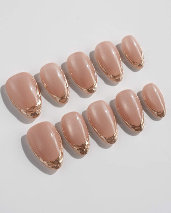 Nude Spark press-on nails — Premium Champagne Cat Eye,