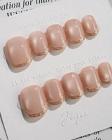 Nude Spark press-on nails — Premium Champagne Cat Eye, Irregular French Metal Outlines. handmade nail art by Joyee Nails