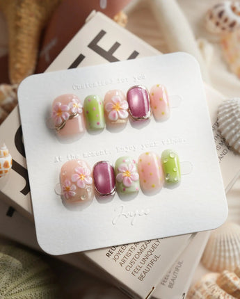 Oleander - Pretty Poison Extra Short Square press on nails, handmade custom nails by Joyeenails