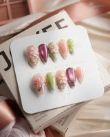 Oleander — Pretty Poison Short Stiletto press on nails, handmade custom nails by Joyeenails