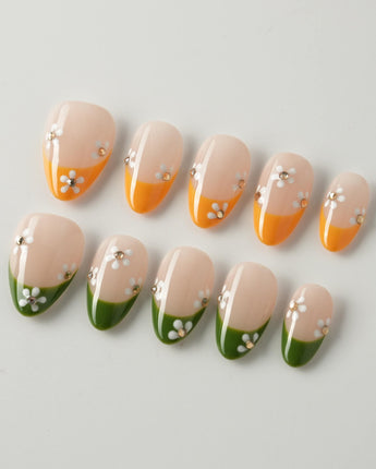 Olive & Ginger Bloom - Joyeenails - FT018 - XS / Extra Short Almond