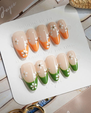 Olive & Ginger Bloom - Joyeenails - FT018 - XS / Medium Almond