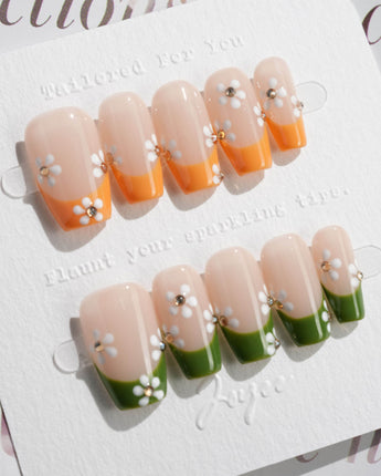 Olive & Ginger Bloom - Joyeenails - FT018 - XS / Short Coffin