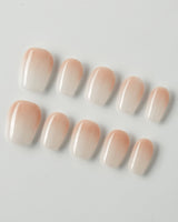 Ombre Gel press-on nails in extra short coffin shape — nude clean minimalist nails