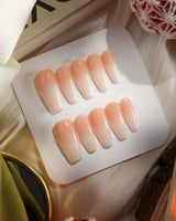Ombre Gel press-on nails in medium coffin shape — nude clean minimalist nails