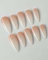 Ombre Gel press-on nail set — nude clean minimalist nails design, hand-painted with real gel polish