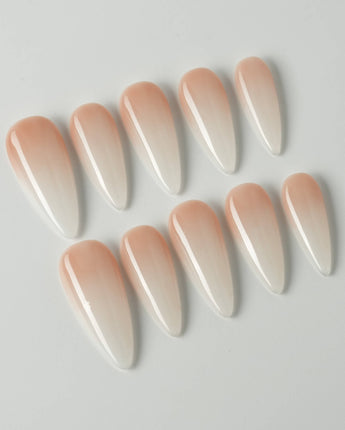 Ombre Gel press-on nail set — nude clean minimalist nails design, hand-painted with real gel polish