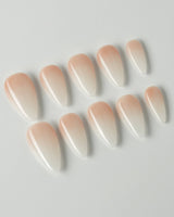 Ombre Gel press-on nails in short stiletto shape — nude clean minimalist nails