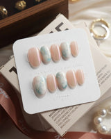 Opal Moon Short Oval press on nails, handmade custom nails by Joyeenails