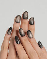 Orbs Team #1 press-on nails — brown cat eye handmade nail art by Joyee Nails