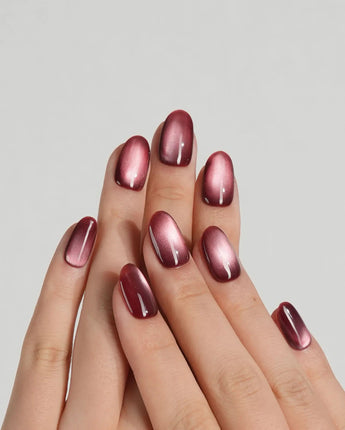 Orbs Team #2 nail art close-up showing red cat eye details