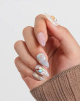 Parfait close-up of fruit parfait nail art with sugar crystal shimmer