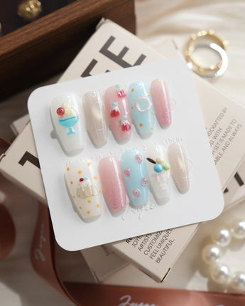 Parfait Medium Coffin press on nails, handmade custom nails by Joyeenails