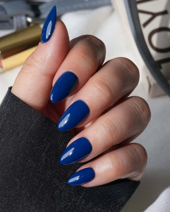 Pastel Press On Nails – Handmade Butter Yellow, Lilac & Blue – Matte or Glossy – 7 Colors Navy press on nails, handmade custom nails by Joyeenails