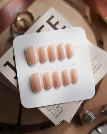 Peach Glaze nails — Icy Nude-to-Deep-Pink Ombre Gradient, by Joyee Nails