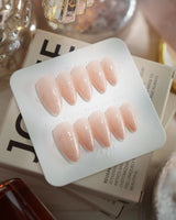 Peach Glaze press-on nails — Icy Nude-to-Deep-Pink Ombre Gradient,