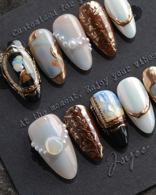 Pearl Earring press-on nails by Joyee Nails