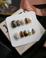 Pearl Earring extra short squoval press-on nails
