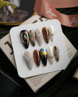 Pearl Earring medium stiletto press-on nails