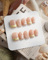 Petal Pop Spring Nails Extra Short Coffin press on nails, handmade custom nails by Joyeenails