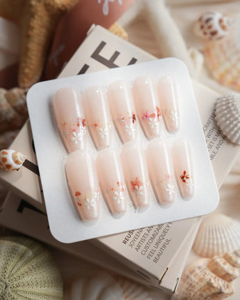 Petal Press Long Coffin press on nails, handmade custom nails by Joyeenails