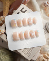 Petal Rain Extra Short Coffin press on nails, handmade custom nails by Joyeenails