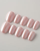 Chrome Nails - Soft Pink press-on nails in short oval shape — soft pink solid nails