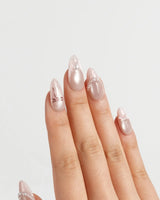 Pillow Talk press-on nails — Pearl Satin Pink, Lace