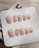 Pillow Talk nails — Pearl Satin Pink, Lace by Joyee Nails