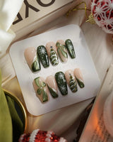 Pine Dream nails — Winter Christmas Green, 3D by Joyee Nails