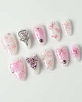 Pink Bows - Joyeenails - XM028 - XS / Extra Short Almond