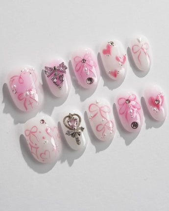 Pink Bows - Joyeenails - XM028 - XS / Short Oval