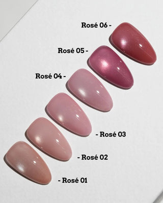 Pink Cat Eye Press On Nails – Handmade Magnetic Velvet – 6 Nude to Rose Shades press-on nails by Joyee Nails