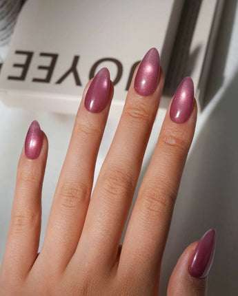 Pink Cat Eye Press On Nails – Handmade Magnetic Velvet – 6 Nude to Rose Shades press on nails, handmade custom nails by Joyeenails