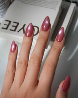 Pink Cat Eye Press On Nails – Handmade Magnetic Velvet – 6 Nude to Rose Shades press on nails, handmade custom nails by Joyeenails