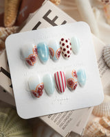 Pink Grapefruit citrus nail art with hand-painted pink grapefruit cross-sections